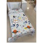ETEHOMETEX Pamuklu Kapitoneli Yatak Örtüsü Seti TEK KİŞİLİK ASTRANOT GRİ 8696474232103